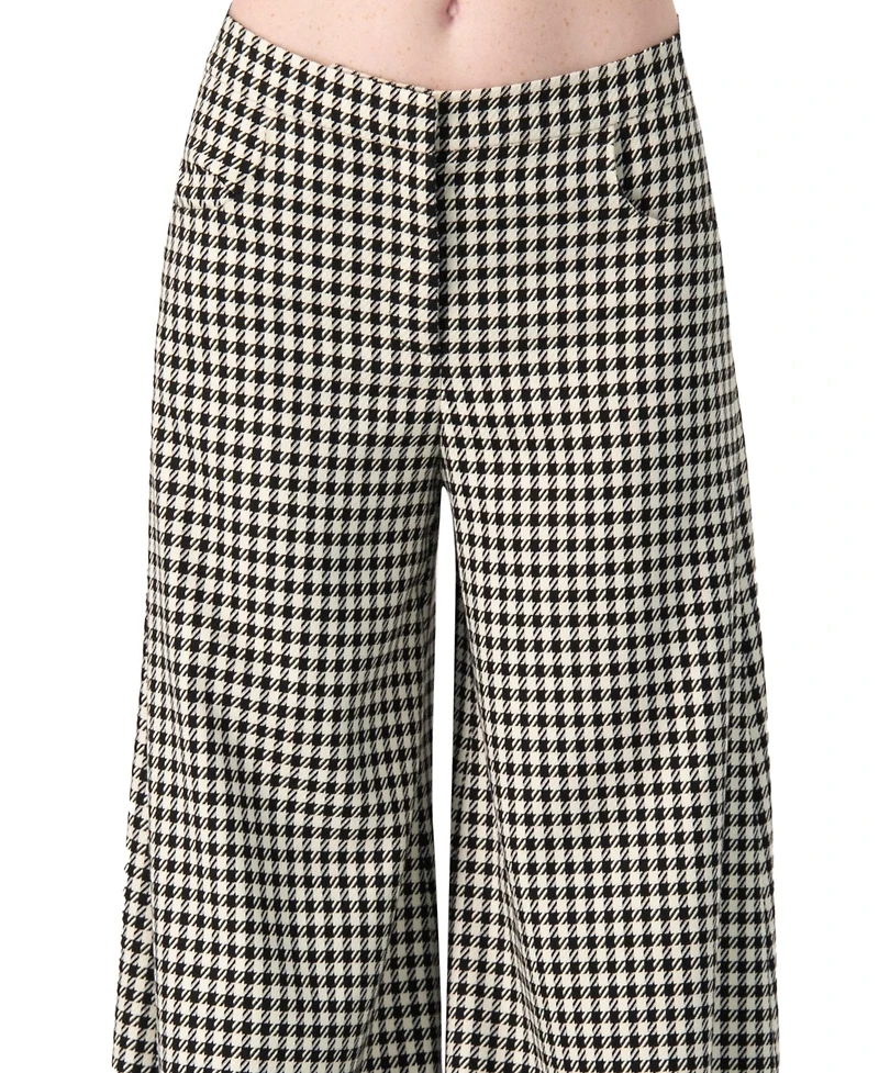 Ivonne Women's Wide-Leg Houndstooth Pants