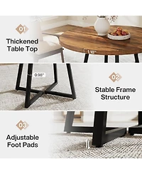 Tribesigns Round Dining Table for 2, 31.5" Industrial Kitchen Table with Metal Base, Small Table for Dining Room