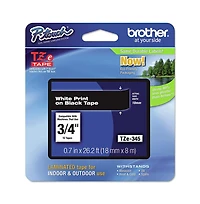 Brother P-Touch TZE345 0.7 in. x 26.2 ft. TZe Standard Adhesive Laminated Labeling Tape - White on Black