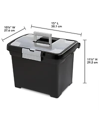 Sterilite Portable Lockable File Box w/ Extra Compartment & Handle (4 Pack)