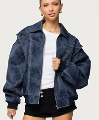 Edikted Women's Ownley Oversized Faux Leather Bomber Jacket
