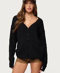 Edikted Womens Francine Oversized V Neck Cardigan