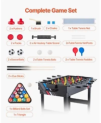 Mecale 4-in-1 Combo Game Table, 48" Air Hockey, Pool, Foosball and Ping Pong Multi-Game Table for Family Game Rooms