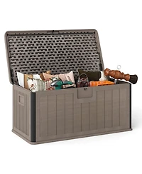 Costway Storage Box with Lockable Design & Gas Strut Handle 2 Person Bench Garden Organizer