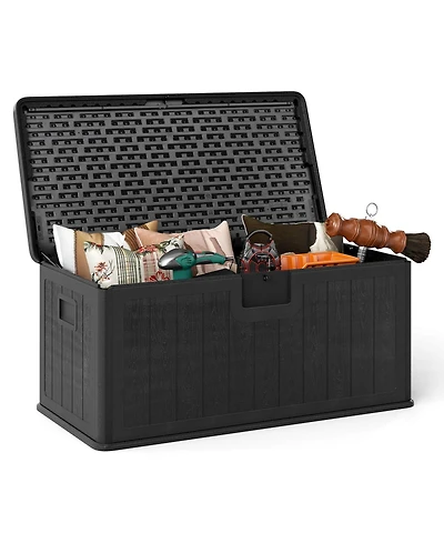 Costway Storage Box with Lockable Design & Gas Strut Handle 2 Person Bench Garden Organizer