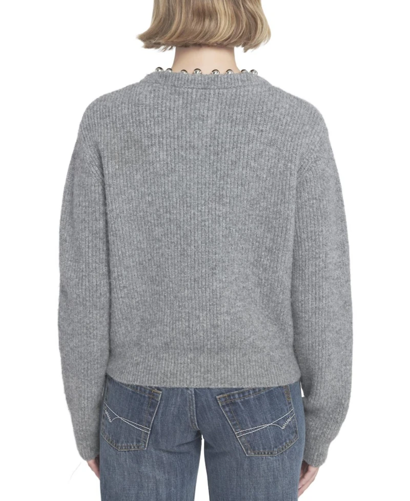 Elle Collection Women's Beaded Cardigan Cable Knit Sweater