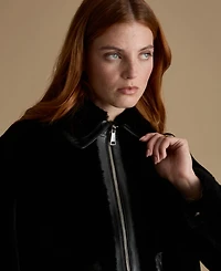 Furniq Uk Women's Cropped Shearling Jacket