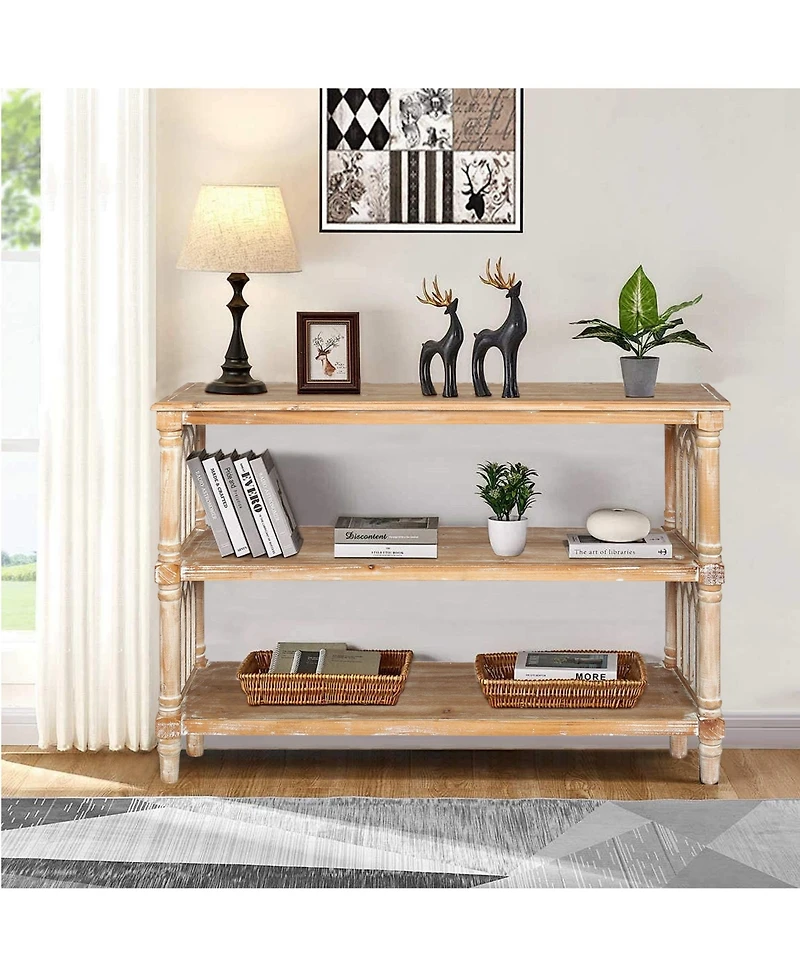 Console Table with Arched Cut-Outs, 47.24" Mdf and Fir Entryway Table for Living Spaces