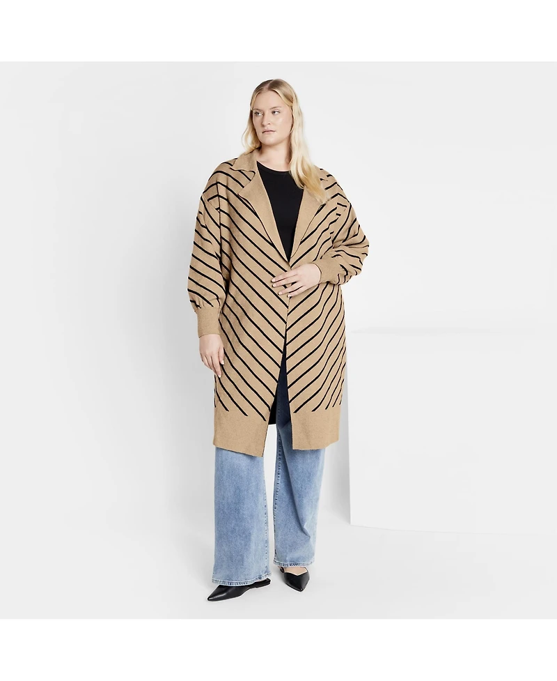 City Chic Women's Plus Stripe Ivy Cardigan