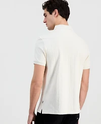 Guess Men's All-Over Jacquard Knit Polo Shirt