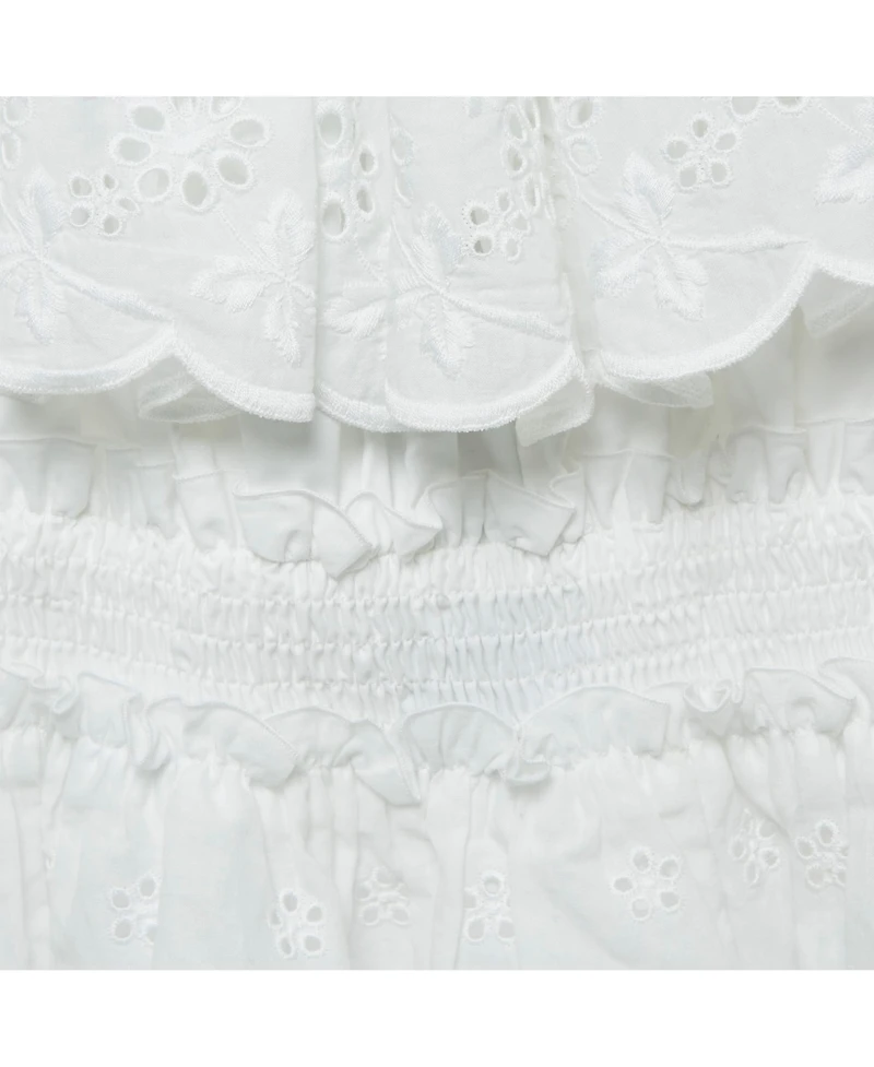 Pre-Owned Dolce & Gabbana Women's White Broderie Anglaise Cotton Ruffled Top