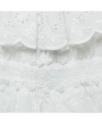 Pre-Owned Dolce & Gabbana Women's White Broderie Anglaise Cotton Ruffled Top