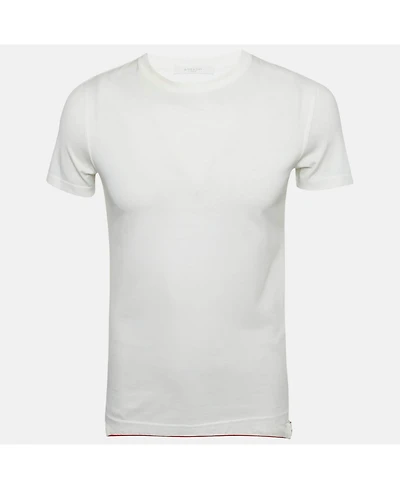 Pre-Owned Givenchy Men's White Logo Band Trim Jersey T-Shirt