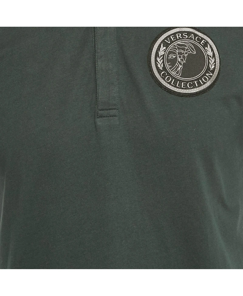 Pre-Owned Versace Men's Collection Green Logo Applique Detail Cotton Polo T-Shirt