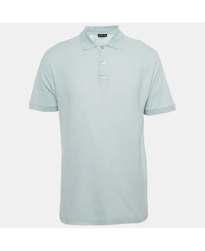 Pre-Owned Balenciaga Men's Europe Print Cotton Pique Polo T-Shirt