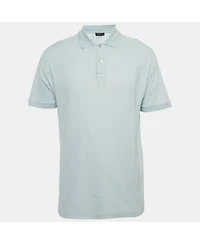 Pre-Owned Balenciaga Men's Europe Print Cotton Pique Polo T-Shirt