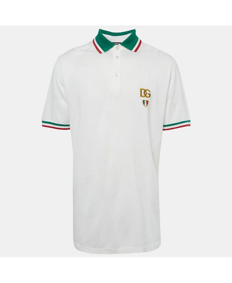 Pre-Owned Dolce & Gabbana Men's Logo Embroidered Pique Polo T-Shirt
