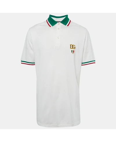 Pre-Owned Dolce & Gabbana Men's Logo Embroidered Pique Polo T-Shirt