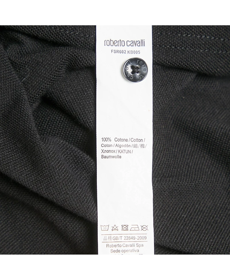 Pre-Owned Roberto Cavalli Men's Logo Embroidered Pique Polo T-Shirt