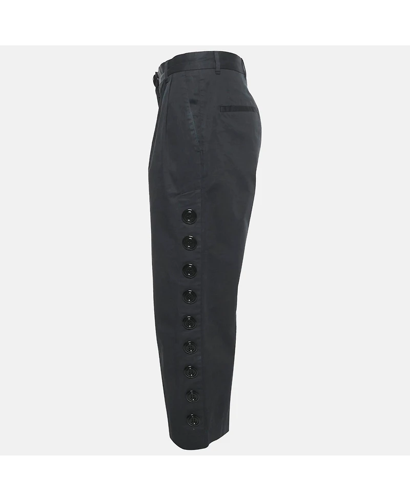 Pre-Owned Dolce & Gabbana Women's Cotton Button Detail Straight Leg Trousers