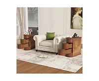 sumyeg Charging End Table with Drawers Sofa Side Table Storage