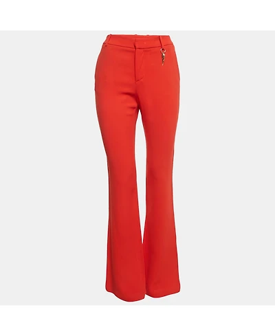 Pre-Owned Roberto Cavalli Women's Red Crepe Flared Charm Trousers