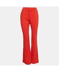 Pre-Owned Roberto Cavalli Women's Red Crepe Flared Charm Trousers