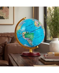 Hongge 8 Inch Led Illuminated World Globe With Wooden Base And Usb Power Cord