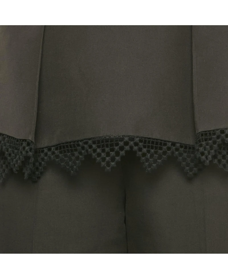 Pre-Owned Alexander Mcqueen Women's Cotton And Silk Lace Trim Wide Leg Trousers