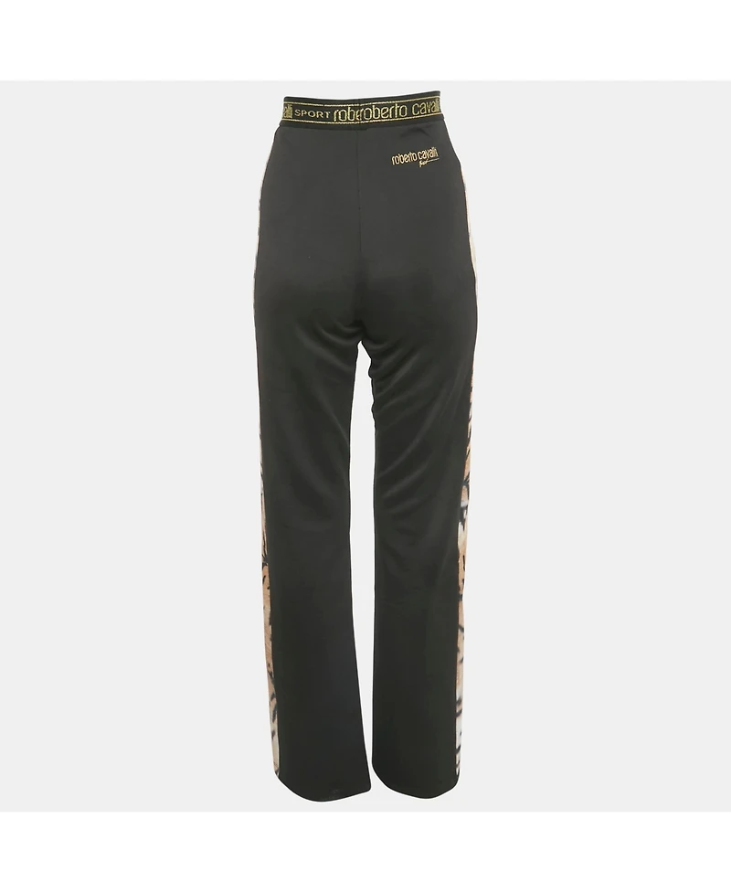 Pre-Owned Roberto Cavalli Women's Black Jersey Contrast Trimmed Pants