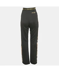Pre-Owned Roberto Cavalli Women's Black Jersey Contrast Trimmed Pants