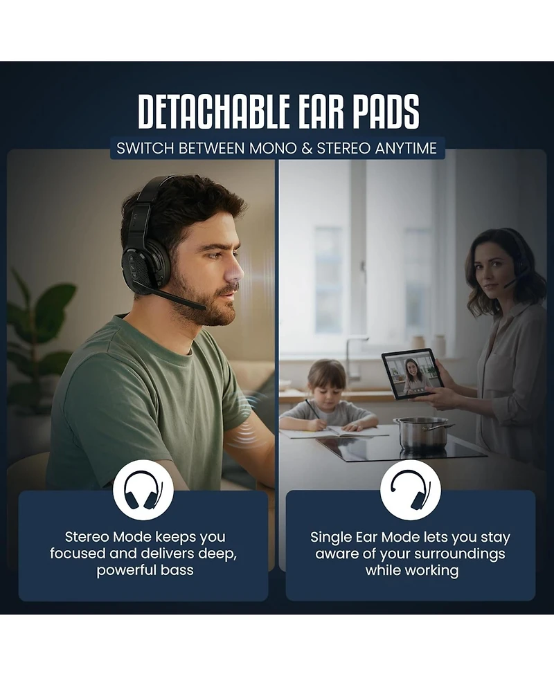 Philips Mono/Stereo Bluetooth Headset with Noise-Cancelling Microphone Crystal-Clear Hands-Free Calls