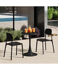 WestinTrends 3-Piece Outdoor Round Metal Patio Dining Table Set With Stackable Resin Side Chairs