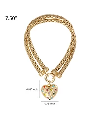 Juicy Couture Double Chain Heart Padlock Bracelet, Gold Tone with Rainbow Crystals