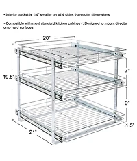 Household Essentials Glidez Multipurpose Pull-Out Storage Organizer, 3-Tier Design, Chrome