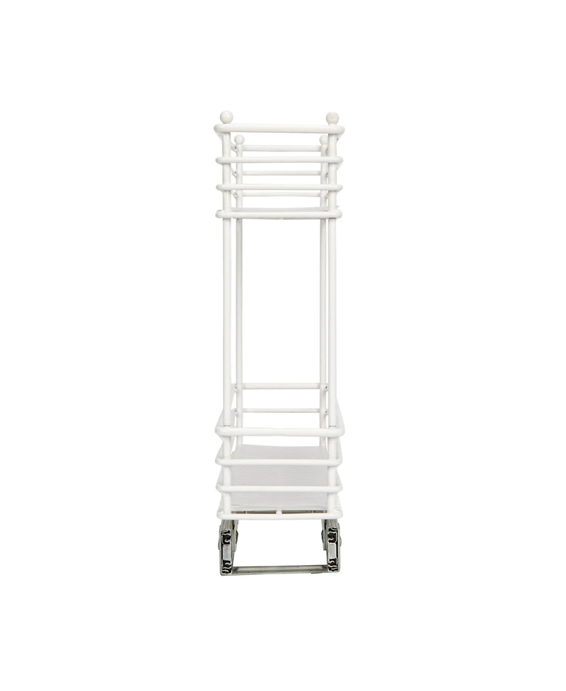 Household Essentials Glidez Steel Pull-Out Basket Storage Organizer, 2-Tier Design, White