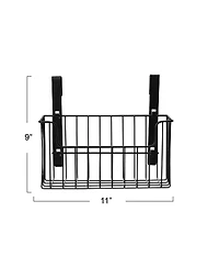 Household Essentials Over the Door Cut Out Metal Basket, Black