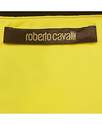 Pre-Owned Roberto Cavalli Women's Yellow Floral Print Jersey Ruched Detail Short Dress