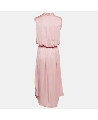 Pre-Owned Zadig & Voltaire Women's Pink Satin Belted Raos Midi Dress