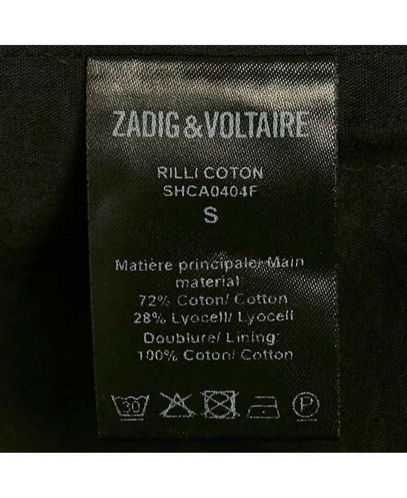 Pre-Owned Zadig & Voltaire Women's Black Lace Trim Cotton Rilli Asymmetric Midi Dress