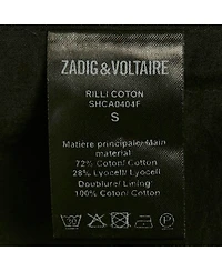 Pre-Owned Zadig & Voltaire Women's Black Lace Trim Cotton Rilli Asymmetric Midi Dress