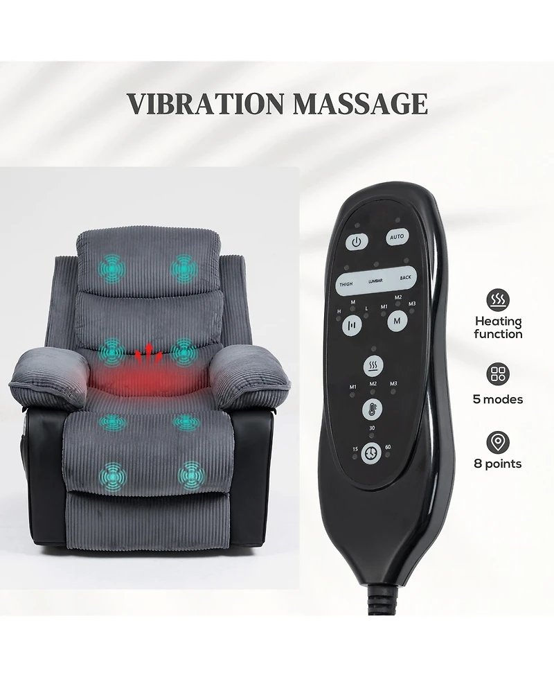Homcom Power Lift Massage Chair Recliner with Heat for Elderly