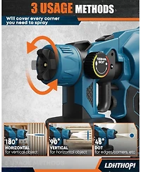 Ldhthopi Cordless Paint Sprayer 1000W with 2x4000mAh Batteries, 1200ml Container, 5 Copper Nozzles, Hvlp Technology for Home and Furniture Painting
