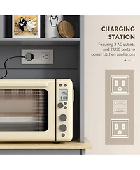 Homcom Pantry Storage Cabinet w/ Charging Station,