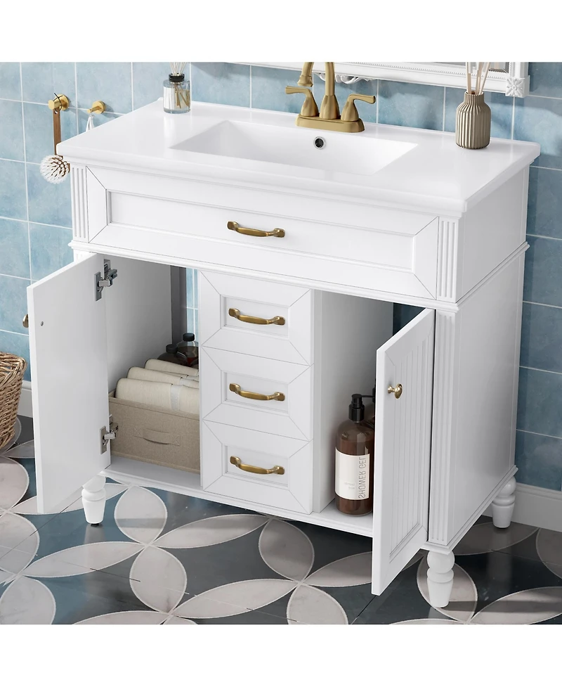Casainc Freestanding Bathroom Vanity with Sink 2 Drawers and Soft Close Doors