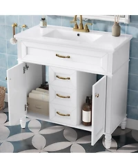 Casainc Freestanding Bathroom Vanity with Sink 2 Drawers and Soft Close Doors