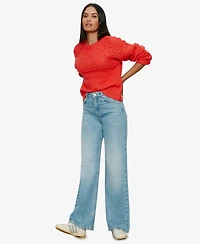 Sanctuary Women's Femme Crewneck Openwork Sweater