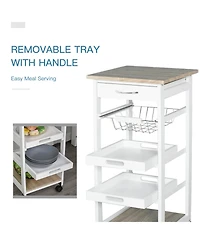 HomCom Mobile Rolling Kitchen Island Trolley Serving Cart w/ Under Drawer,
