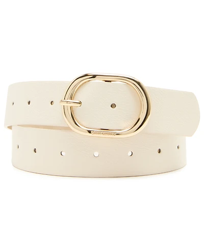 Steve Madden Women's Fully Perforated Oval Buckle Belt
