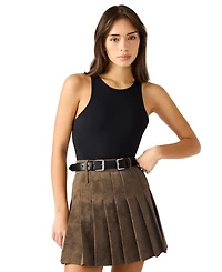 Steve Madden Women's Reversible Beveled Edgestitched Double Buckle Belt